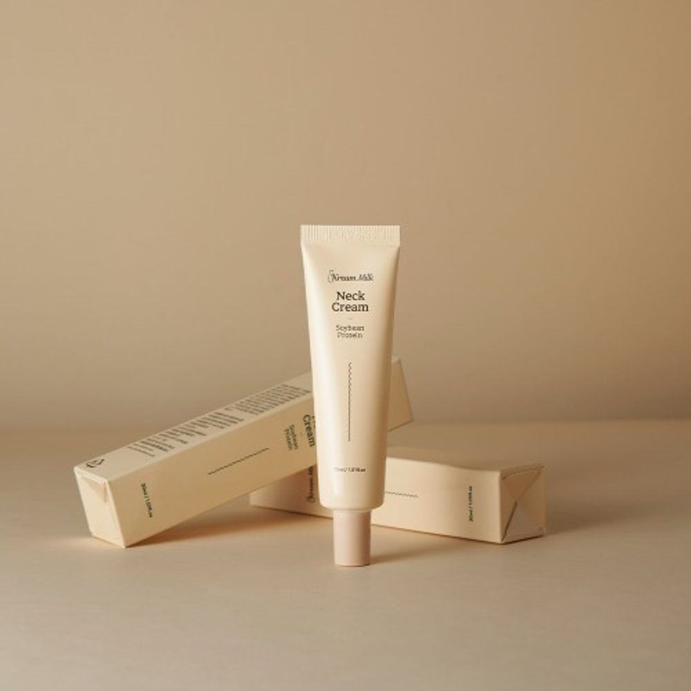 [KREAM MILK] Soy Protein Neck Cream 30ml - Enhances Elasticity, Smooths Texture, Anti-Aging with Panthenol, Allantoin & Adenosine - Made in Korea